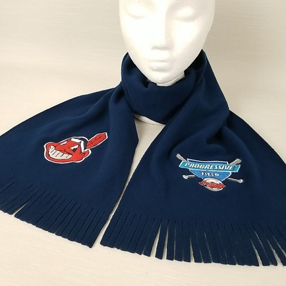 Cleveland Indians Chief Wahoo Progressive Field Navy Blue Fringed Scarf